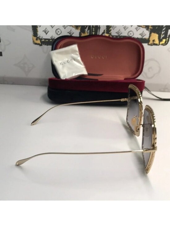 New Authentic Gucci Sunglasses Women\'s GG1033S 002 Gold Necklace Chain 57-21-215 main image 14